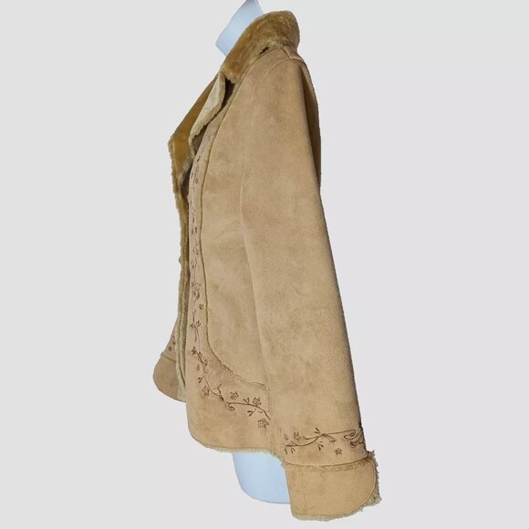 ARSENO CANADA Faux SUEDE & FUR jacket Sz S EMBROIDERIES TOOTH-LIKE buttons A GEM - Picture 7 of 16